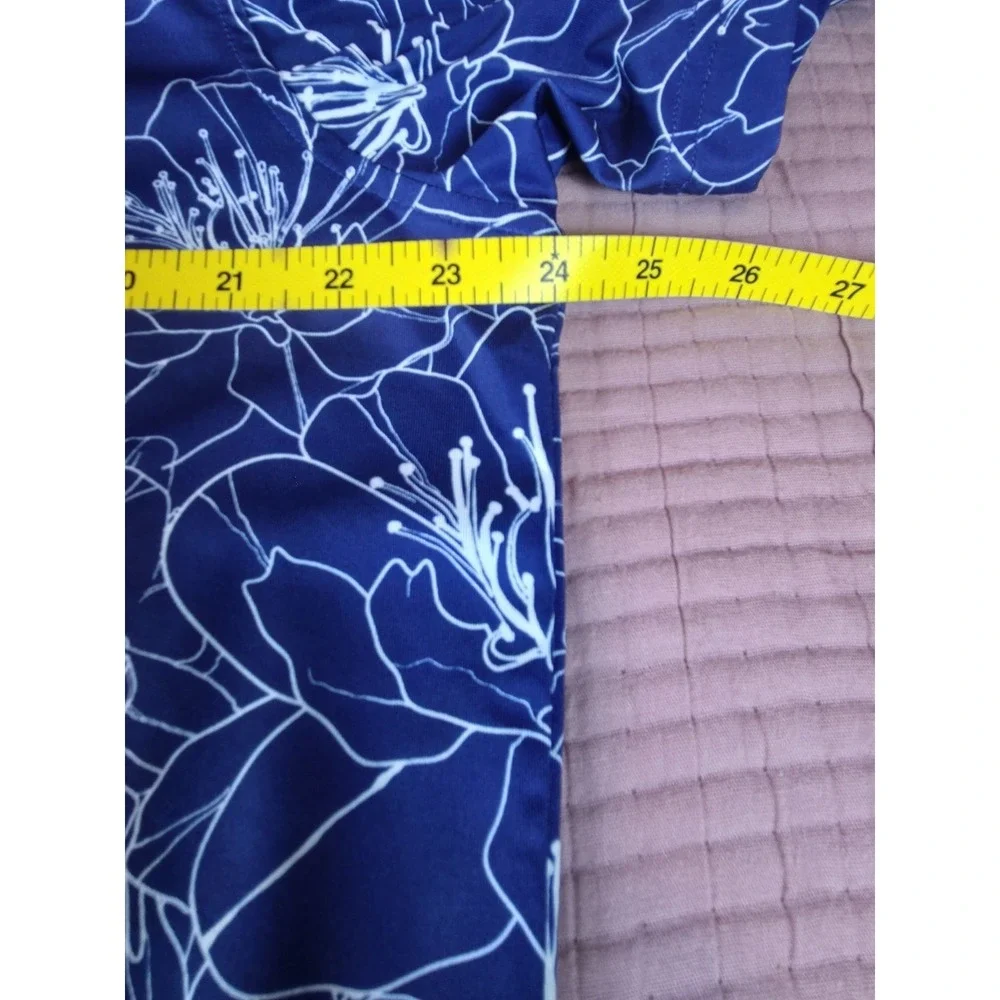 Johnnie-O Polo Shirt Mens Large Blue Floral Tropical Golf Performance Stretch